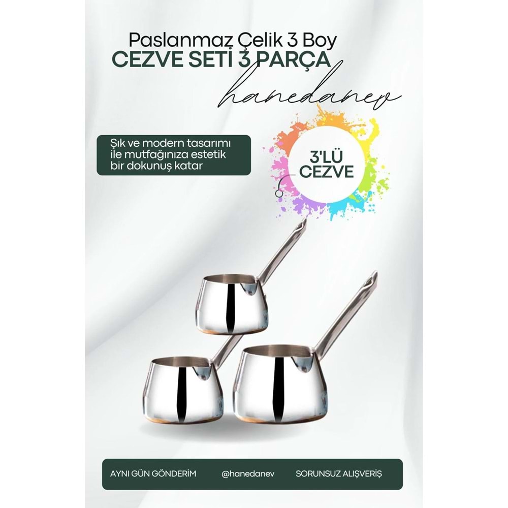 TOGO 304 KALİTE 3LÜ CEZVE SETİ ASKISIZ