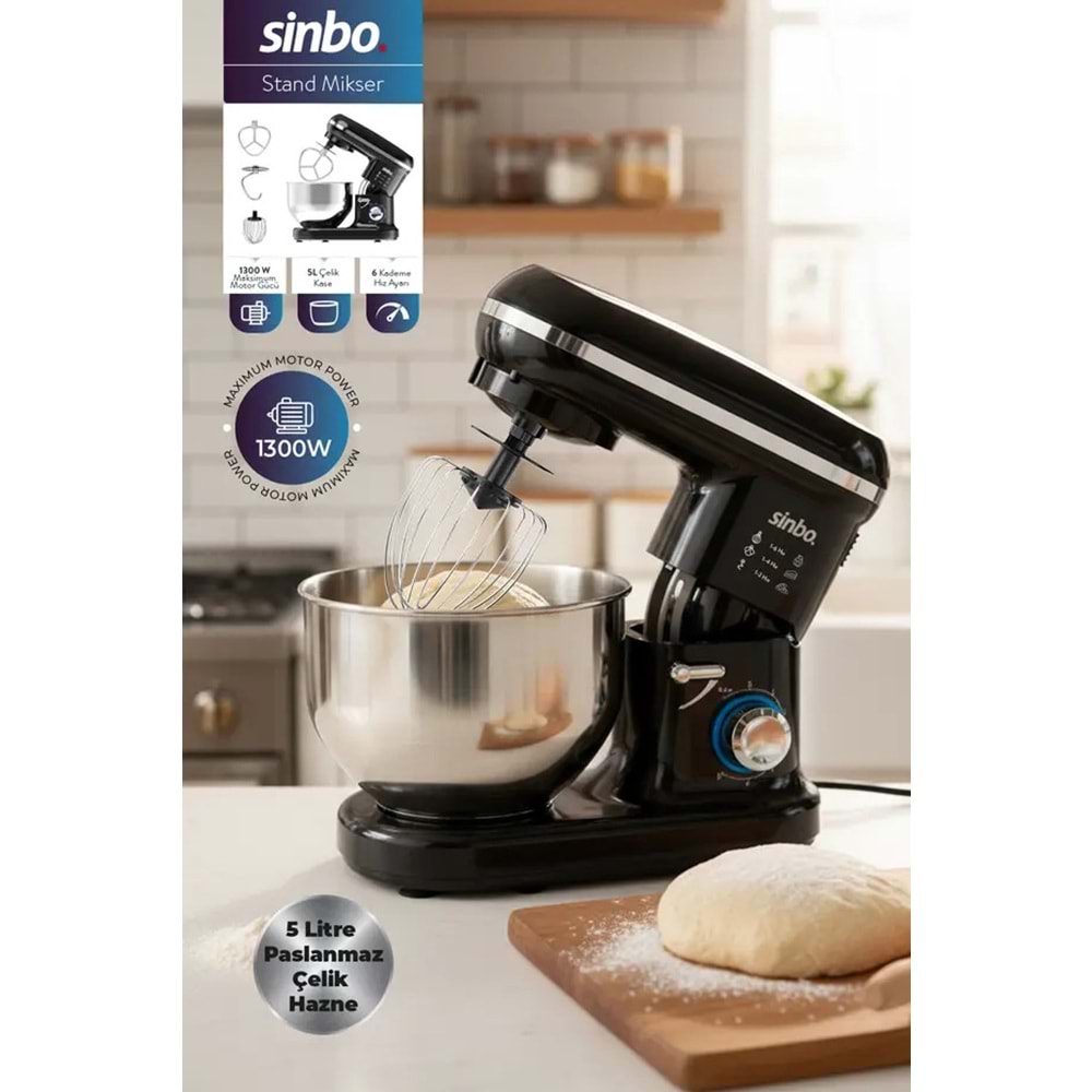 SİNBO SMX-2770 5LT STAND MİKSER SİYAH
