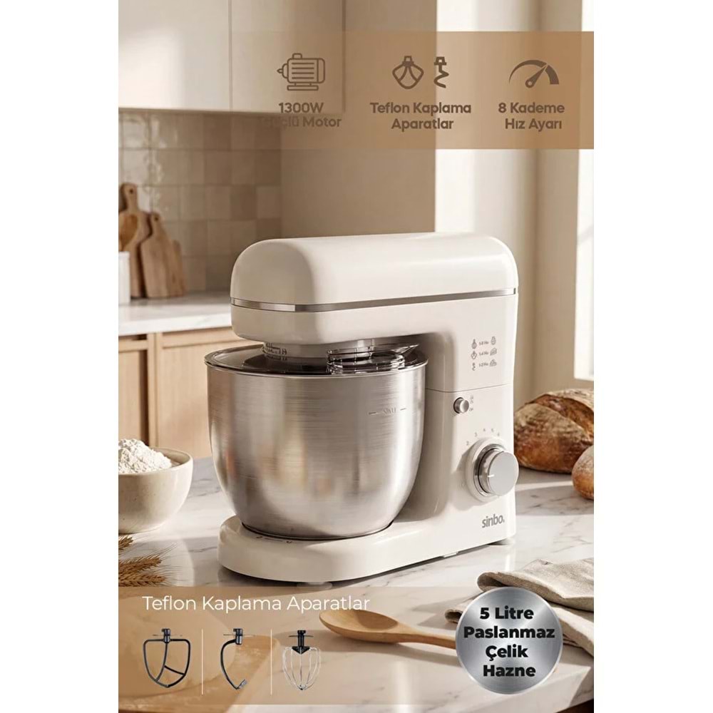 SİNBO SMX-2771 5LT STAND MİKSER KREM