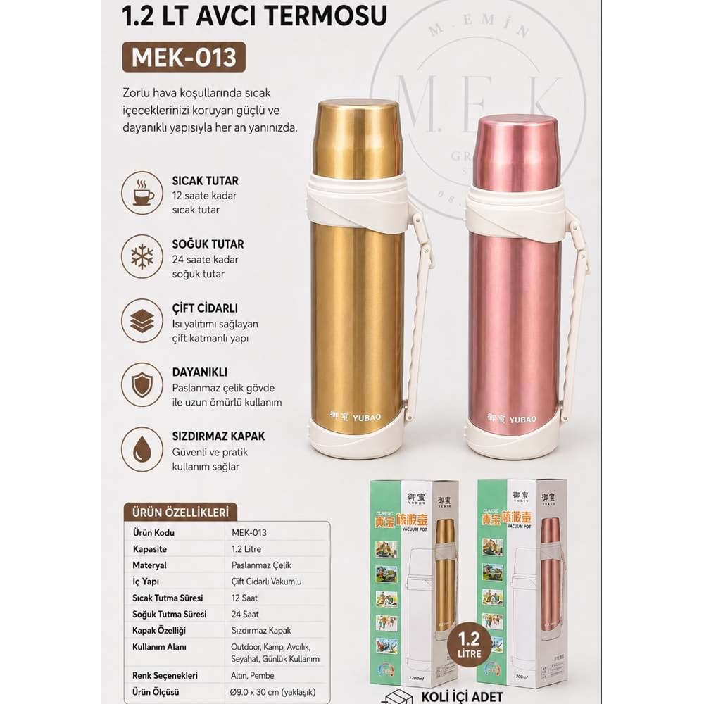 ÇELİK 1,2 LT AVCI TERMOS*24