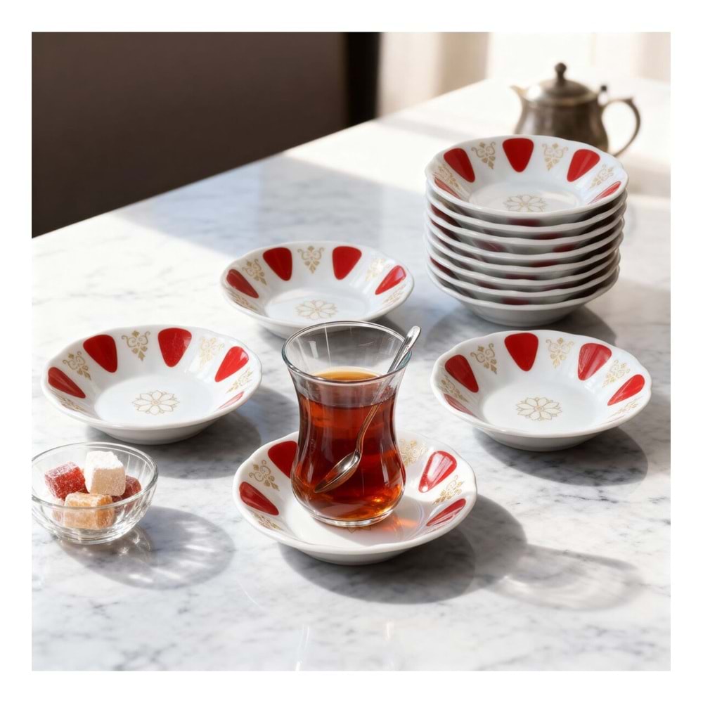 TACİR 12Lİ PORSELEN ÇAY TABAK*16