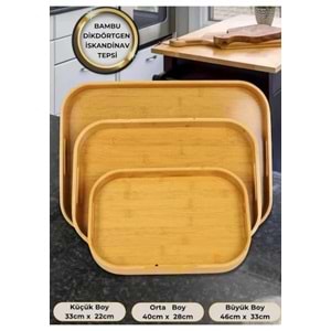 TOGO KARE 3LÜ PARİS BAMBU TEPSİ SETİ *12