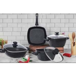 LİNES DEFNE KARE 7PRÇ GRANİT SET BAKALİT