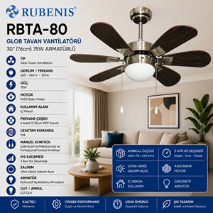 RUBENİS RBTA-80 TAVAN VANTİLATÖRÜ 75W