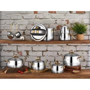 REMETTA SOLİDO GOLD 18 PRÇ ÇELİK TENCERE SETİ