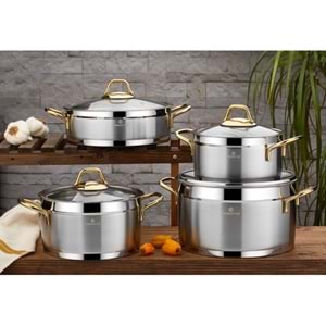 REMETTA ANNA GOLD 8 PRÇ ÇELİK TENCERE SETİ