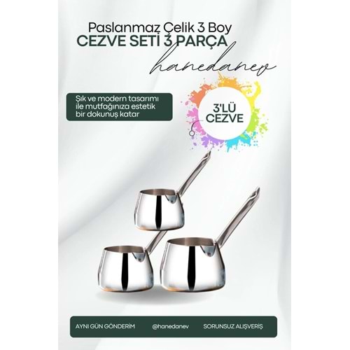 TOGO 304 KALİTE 3LÜ CEZVE SETİ ASKISIZ