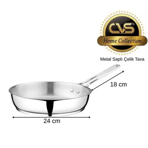 CVS 304 ELİT PLATİN KULP 24 CM ÇELİK TAVA*8