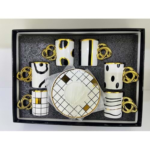 REYYAN PORSELEN SİYAH BEYAZ FİNCAN *12