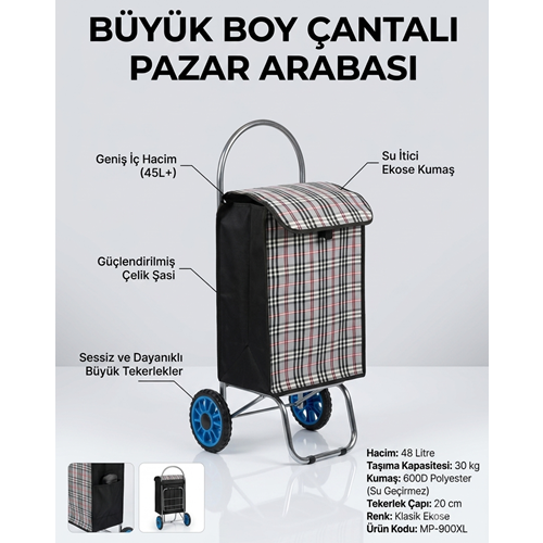 SAĞFEM XL BÜYÜK ÇANTALI PAZAR ARABASI*6