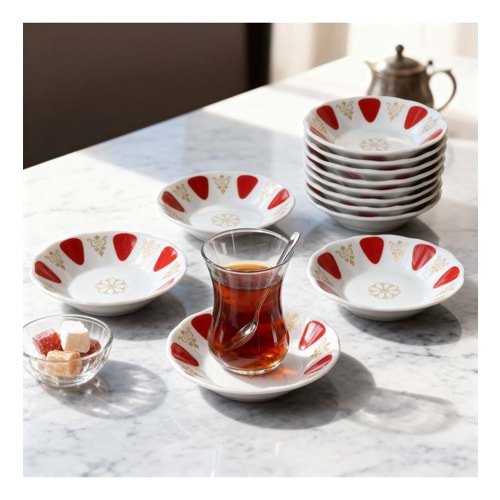 TACİR 12Lİ PORSELEN ÇAY TABAK*16