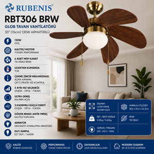 RUBENIS 306 TAVAN TİPİ GLOB VANTİLATÖR 130W