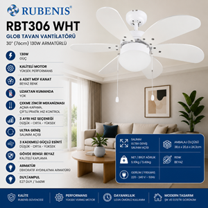 RUBENIS 306 TAVAN TİPİ GLOB VANTİLATÖR 130W
