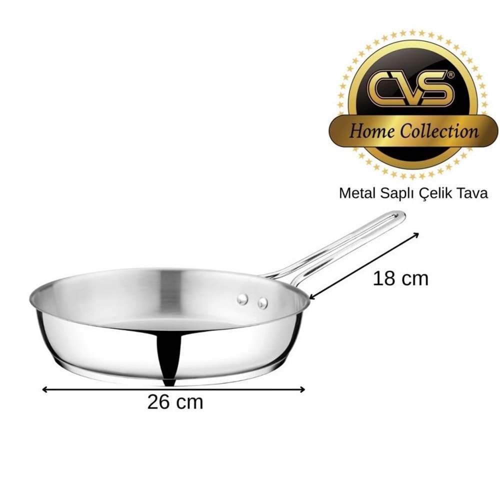 CVS 304 ELİT PLATİN KULP 26 CM ÇELİK TAVA*8