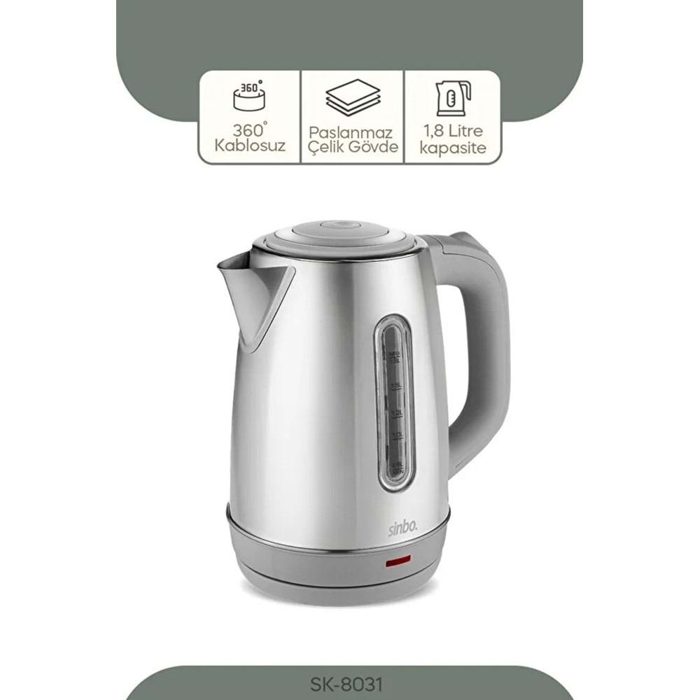 SİNBO SK-8031 ÇELİK PENCERELİ KETTLE*6