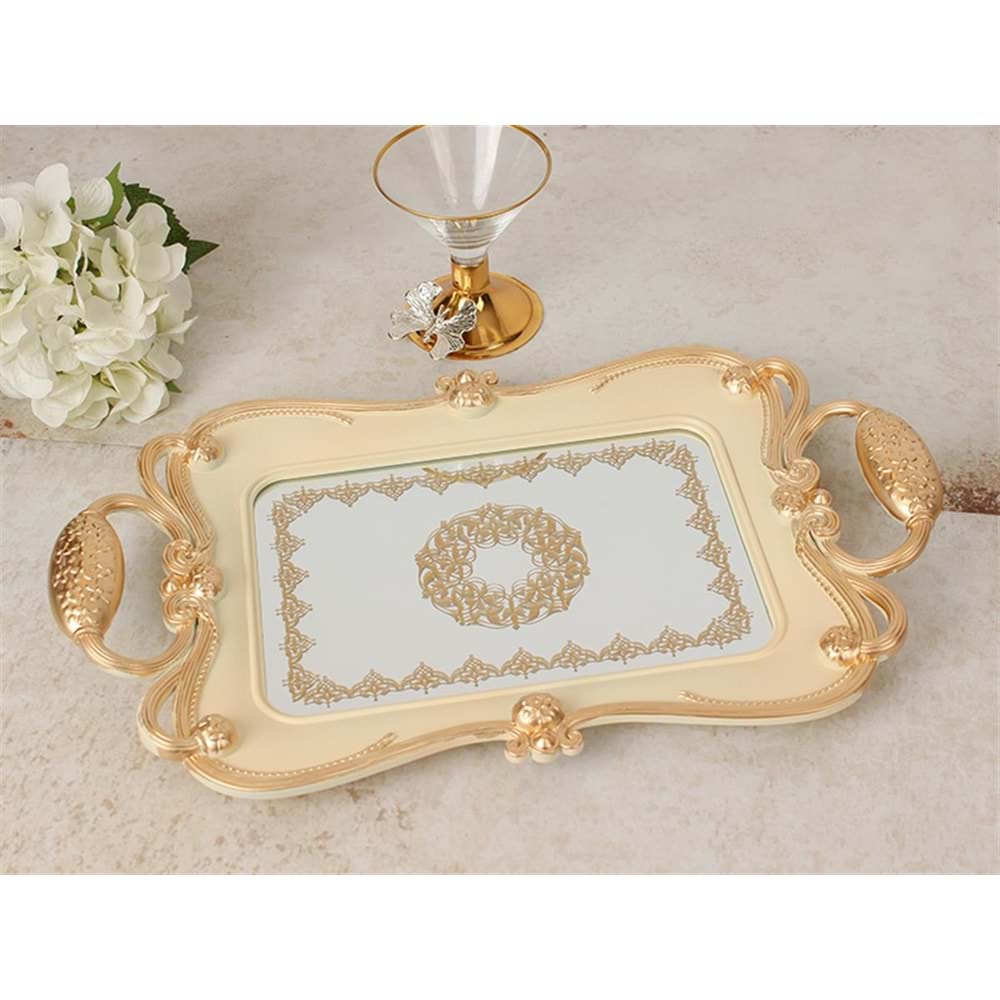 DEKORLU LÜX CAM ÇAY TEPSİ *12